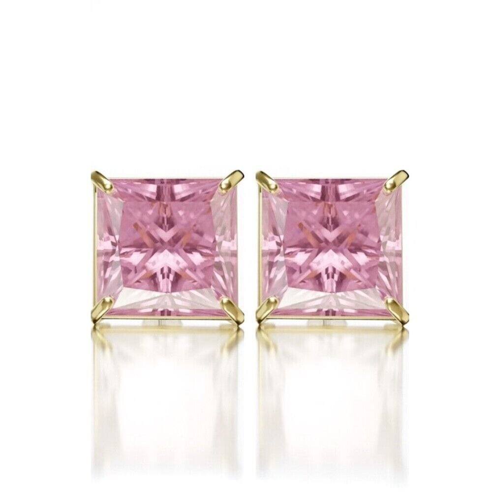 Elegant Pink and Gold Stud Earrings